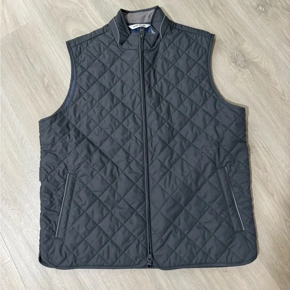 Dark Gray Quilted Vest with Diamond Stitching - Picture 1 of 2
